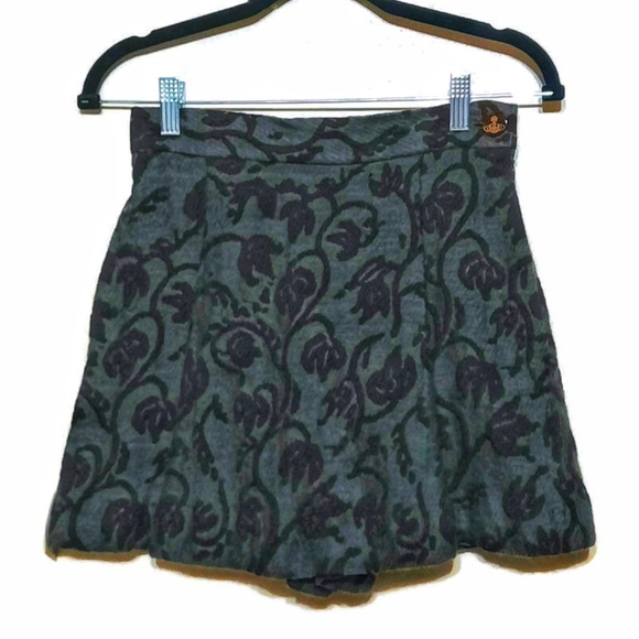 VIVIENNE WESTWOOD Japan Skort Harajuku Forest Green Black Edgy Punk Street XS - Picture 1 of 8